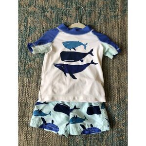 Carters baby boy 9 month 9m whale rash guard Swim set